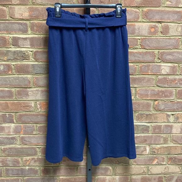 Ruby Rd. Navy Wide Leg Crop Pants Size Small Petite - Picture 2 of 4
